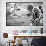 Native Indian With Horse Portrait Canvas Scandinavian Poster